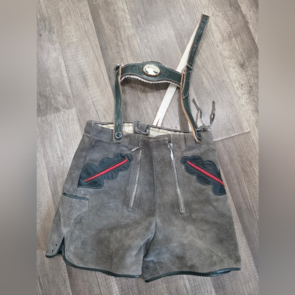 Oktoberfest Lederhosen Leather Shorts Small Bavaria Austria Boho Festivalcore - Picture 9 of 11